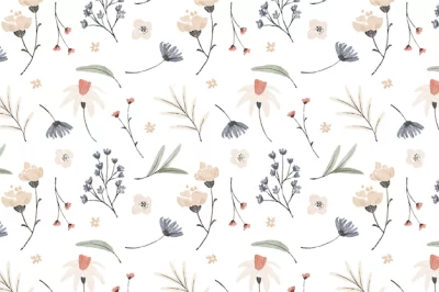 Free Vector | Hand painted watercolor pressed flowers pattern