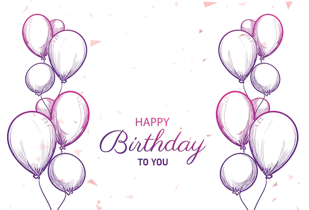 Free Vector | Happy birthday card with balloons sketch background
