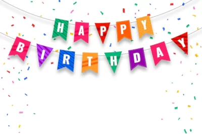 Free Vector | Happy birthday flags and confetti card