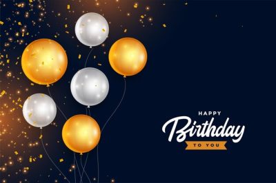 Free Vector | Happy birthday golden and silver balloons with confetti