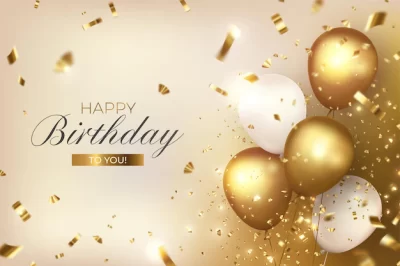 Free Vector | Happy birthday with luxury balloons and confetti