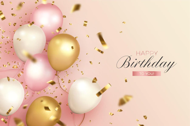 Free Vector | Happy birthday with realistic balloons in soft colors