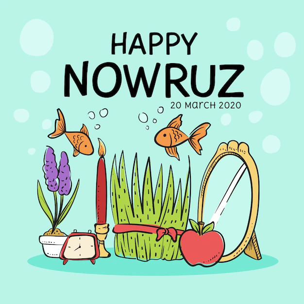 Free Vector | Happy nowruz with fish