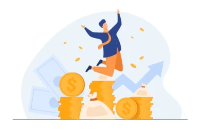 Free Vector | Happy rich banker celebrating income growth