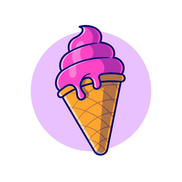 Free Vector | Ice cream cone cartoon  icon illustration. sweet food icon concept isolated  . flat cartoon style