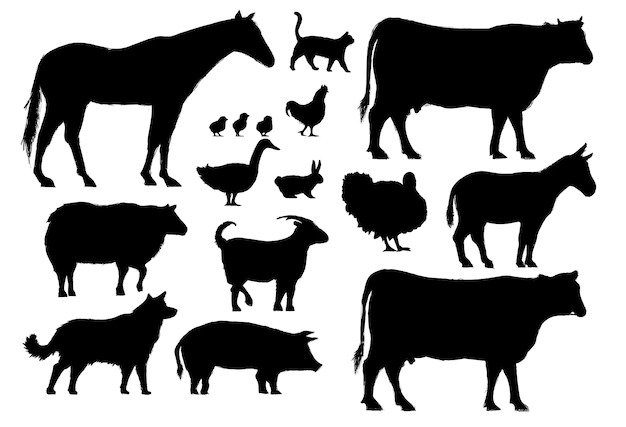 Free Vector | Illustration drawing style of farm animals collection