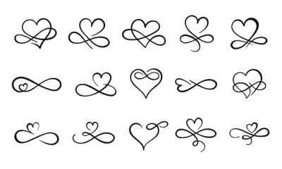 Free Vector | Infinity love flourish. hand drawn heart decorative flourishes, love ornate tattoo design and infinity hearts