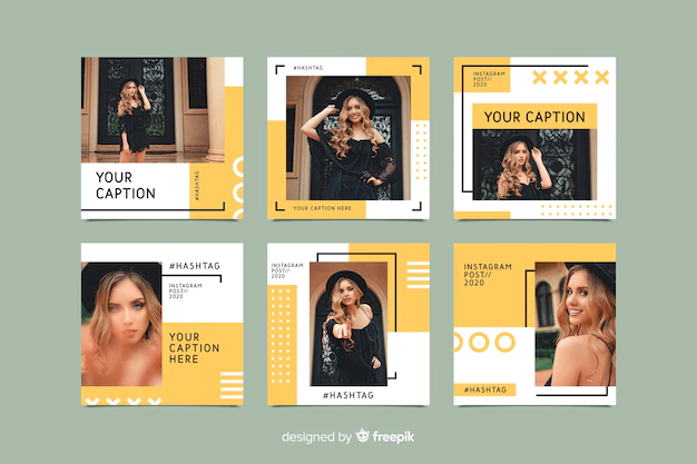 Free Vector | Instagram set of posts template