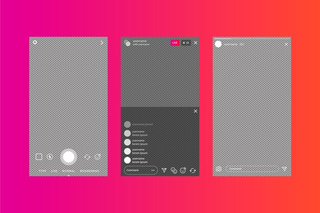 Free Vector | Instagram stories interface template and gradient background