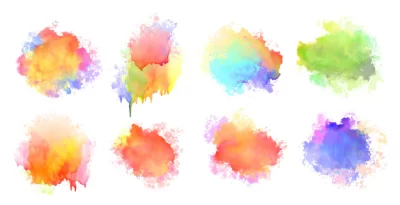 Free Vector | Isolated watercolor splatter stain colorful set of eight