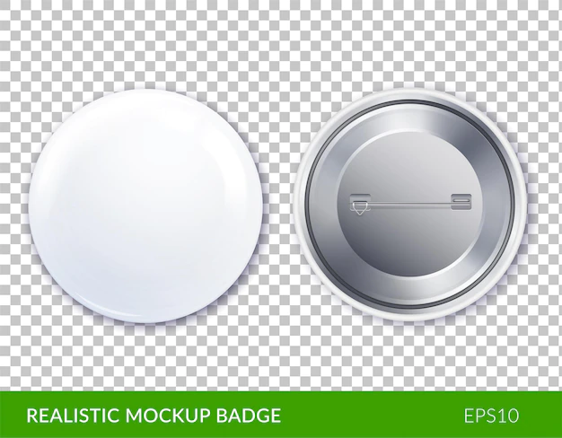 Free Vector | Isolated white plastic and realistic mockup badge icon set