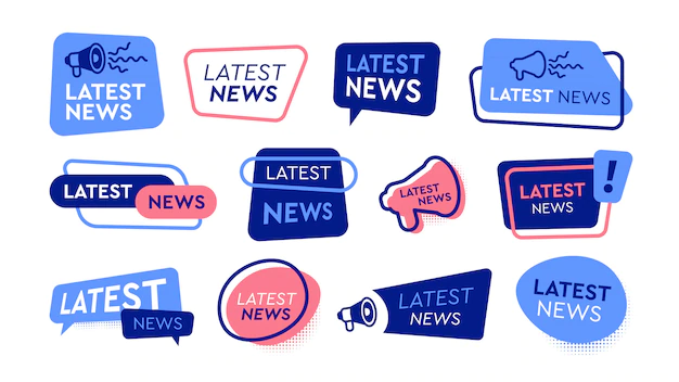 Free Vector | Latest news labels flat icon set