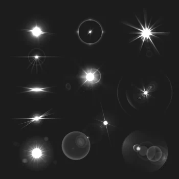 Free Vector | Lens black white beams realistic set isolated