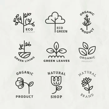 Free Vector | Line eco logo template  for branding with text set