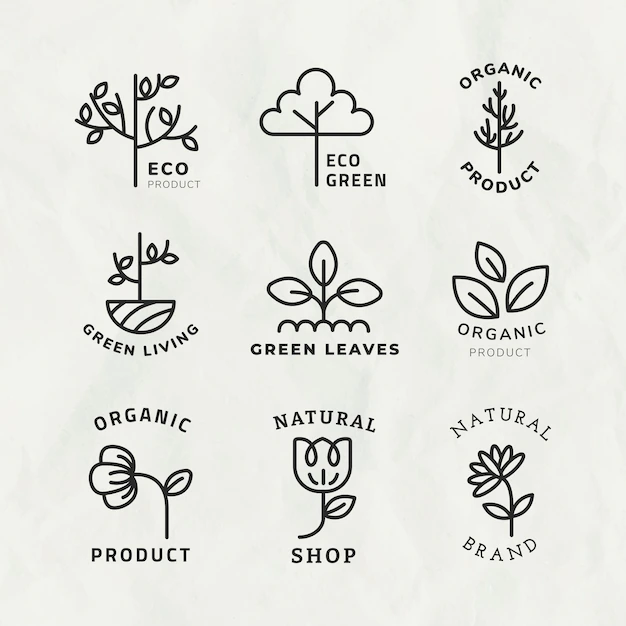 Free Vector | Line eco logo template  for branding with text set