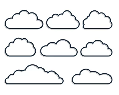 Free Vector | Line style clouds set of eight