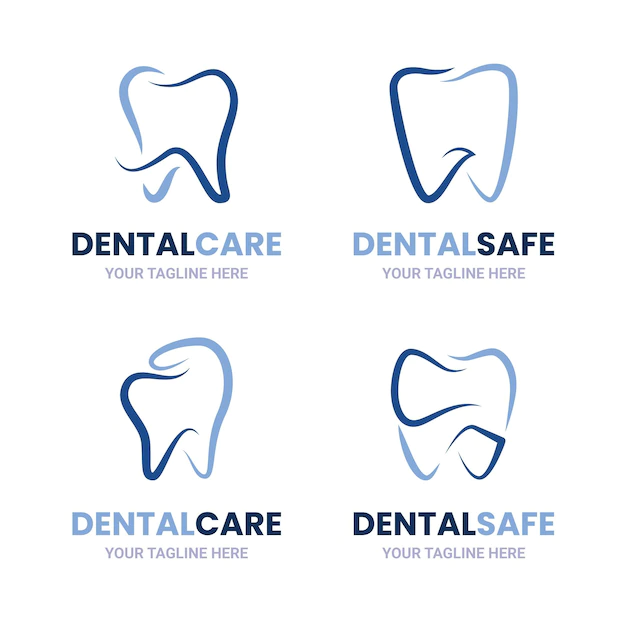 Free Vector | Linear flat dental logo collection
