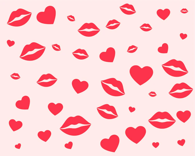 Free Vector | Lips and hearts pattern for valentines day