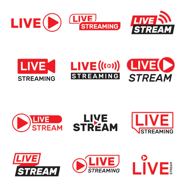 Free Vector | Live stream buttons set