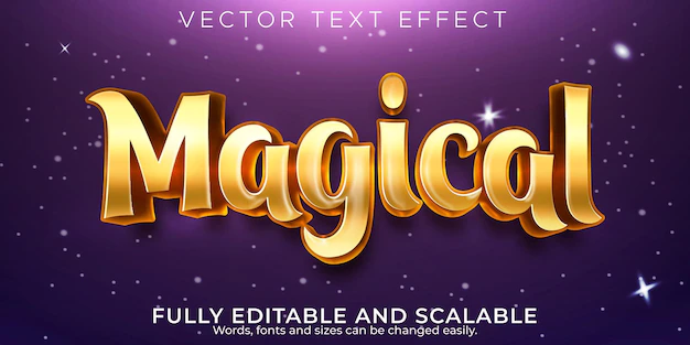 Free Vector | Magical golden text effect editable fairy tale text style