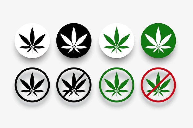 Free Vector | Marijuana banned symbols with leaf