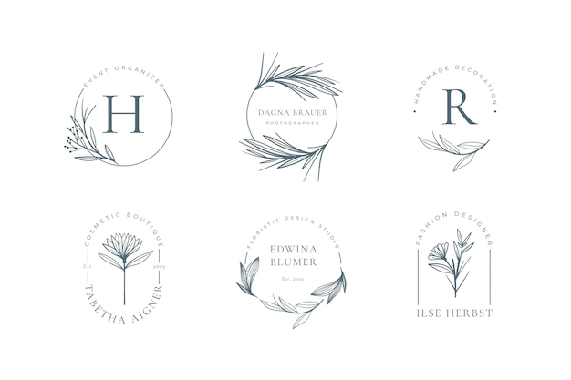 Free Vector | Minimalist floral logo collection