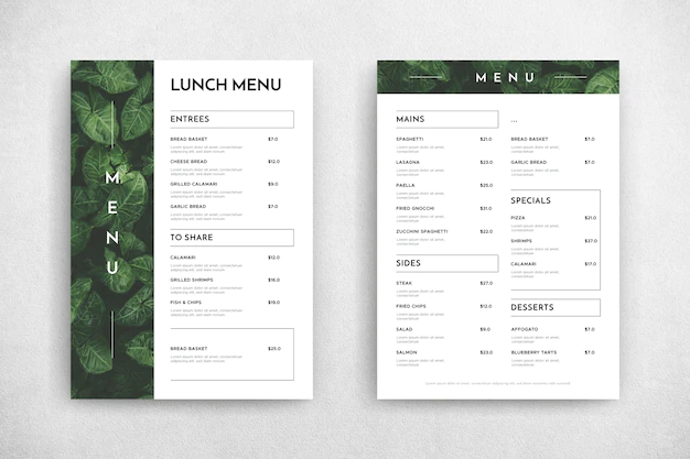 Free Vector | Minimalist restaurant menu template