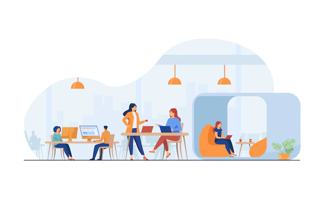 Free Vector | Modern business team working in open office space
