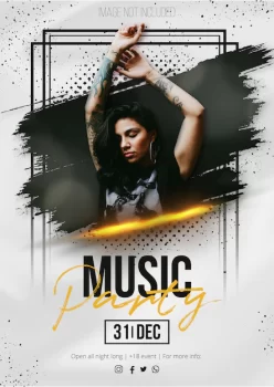 Free Vector | Modern music event poster with abstract brush stroke