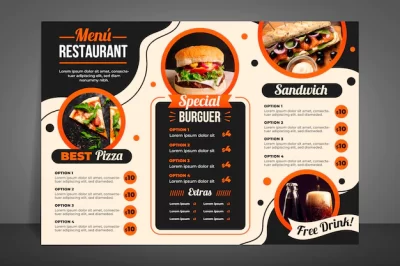 Free Vector | Modern restaurant menu for burgers