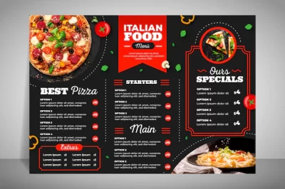 Free Vector | Modern restaurant menu for pizza