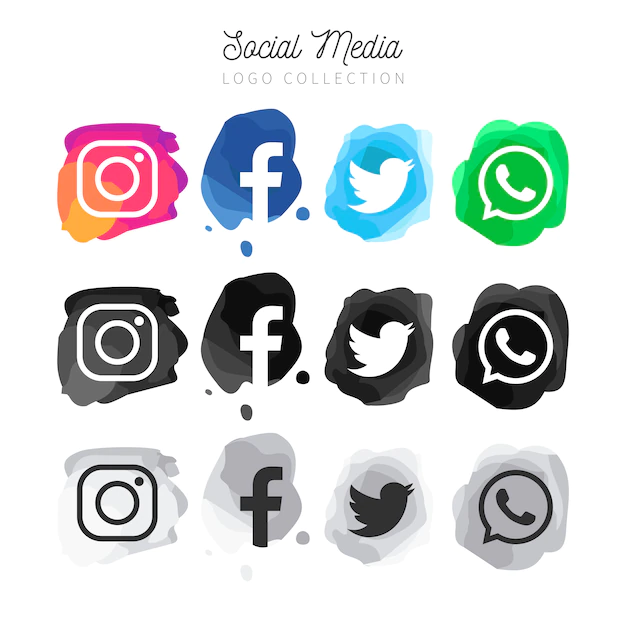 Free Vector | Modern watercolor social media logotype collection