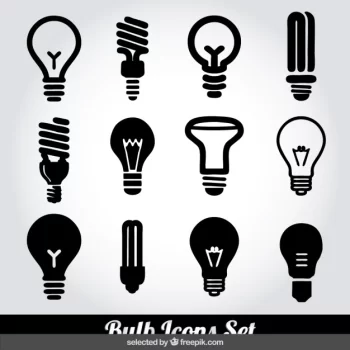 Free Vector | Monochrome bulb icons set
