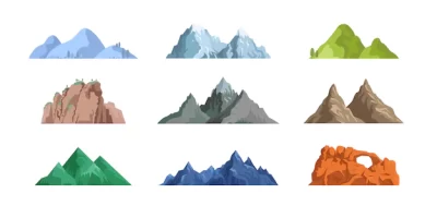 Free Vector | Mountains and rocks flat icon collection