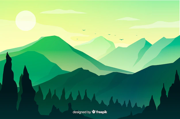 Free Vector | Mountains landscape at sundown