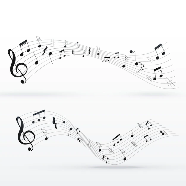Free Vector | Musical notes wave background design