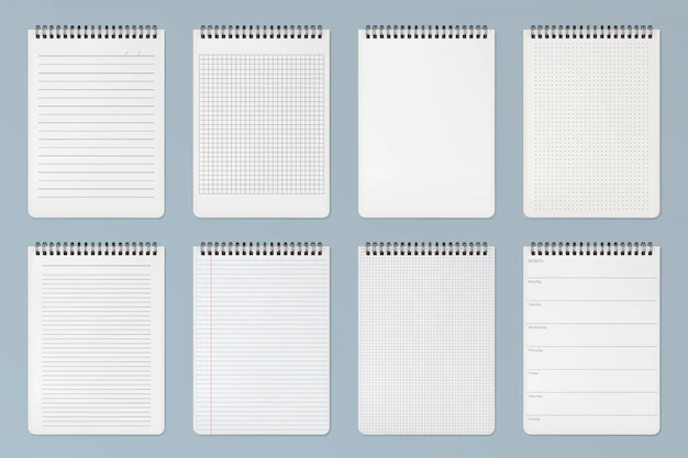 Free Vector | Notebooks sheets. lined, checkered and dots pages