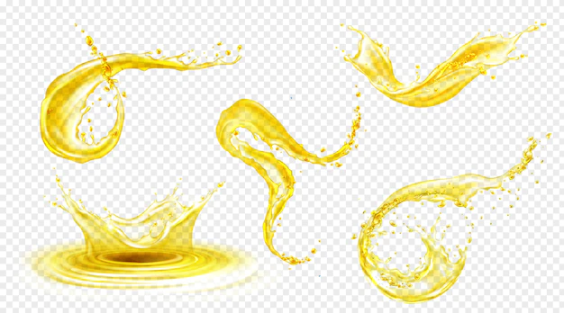 Free Vector | Orange, lemon juice or oil splashes, liquid yellow drink streams with drops. fruit beverage elements for advertising or package design. fresh splashing and flowing jets, drips realistic 3d set