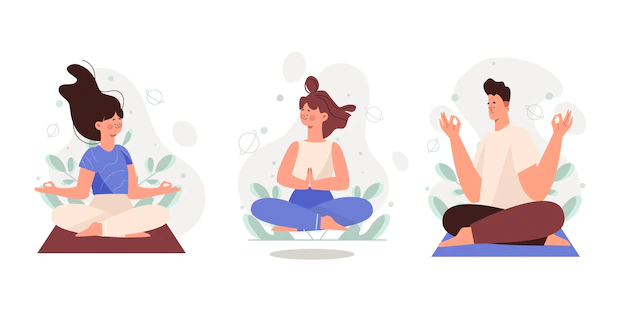 Free Vector | Organic flat people meditating collection