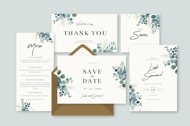 Free Vector | Pack of floral wedding stationery
