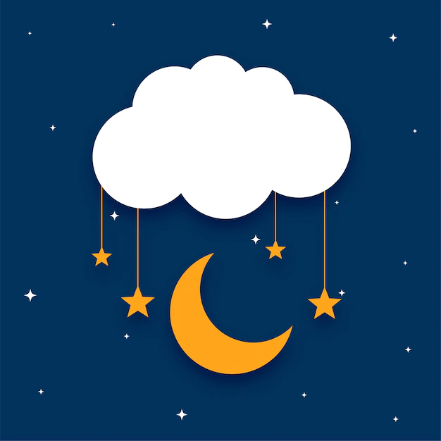 Free Vector | Paper style cloud moon and stars background