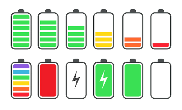 Free Vector | Phone battery charge status flat symbols set