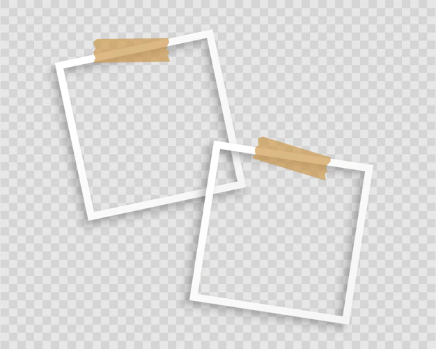 Free Vector | Photo frames with tape on transparent background
