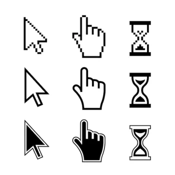 Free Vector | Pixel cursors icons: mouse hand arrow hourglass. vector illustration