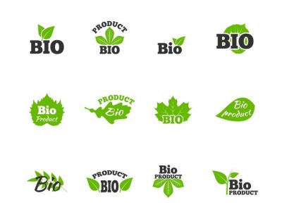 Free Vector | Plants and trees green leaves natural ecosphere bio products labels pictograms collection flat abstract isolated vector illustration