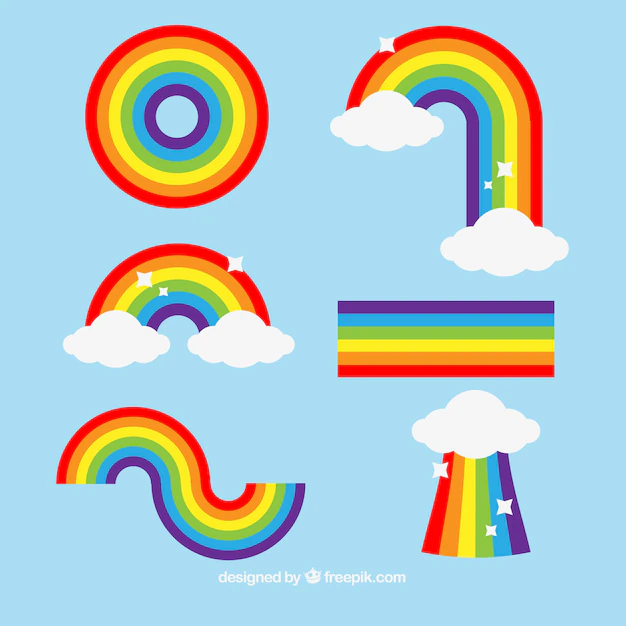 Free Vector | Rainbows collection with different shapes in flat syle