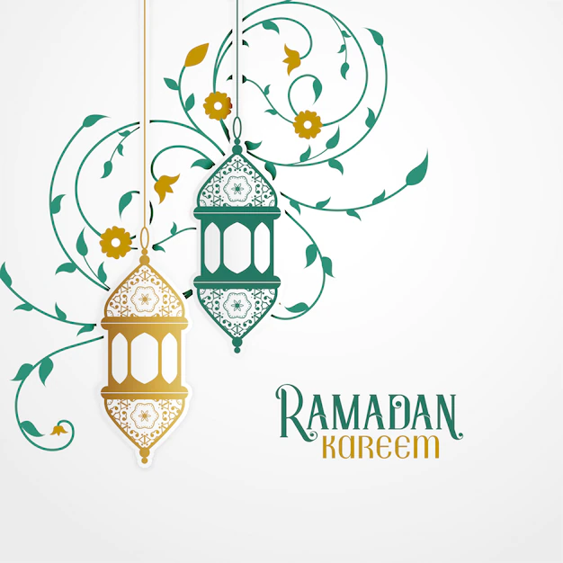Free Vector | Ramdan kareem design with decorative lantern and islamic floral decoration