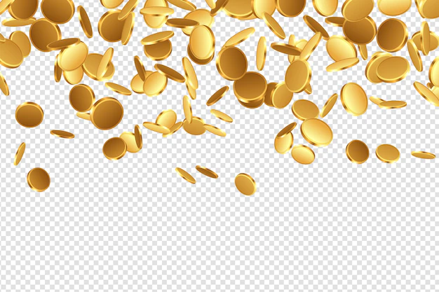 Free Vector | Realistic gold coins explosion clipping path isolated