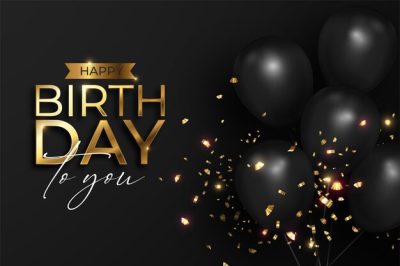 Free Vector | Realistic happy birthday in black and golden