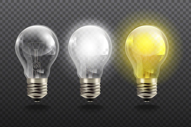 Free Vector | Realistic light bulbs on transparent background